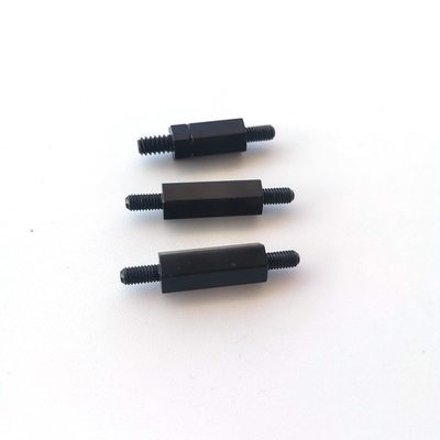#4-40 Bracket hexadecromado de dupla extremidade para conexão do chassi Forjado a frio M3 10mm Eletróforese Hexadecromado preto