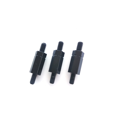#4-40 Bracket hexadecromado de dupla extremidade para conexão do chassi Forjado a frio M3 10mm Eletróforese Hexadecromado preto